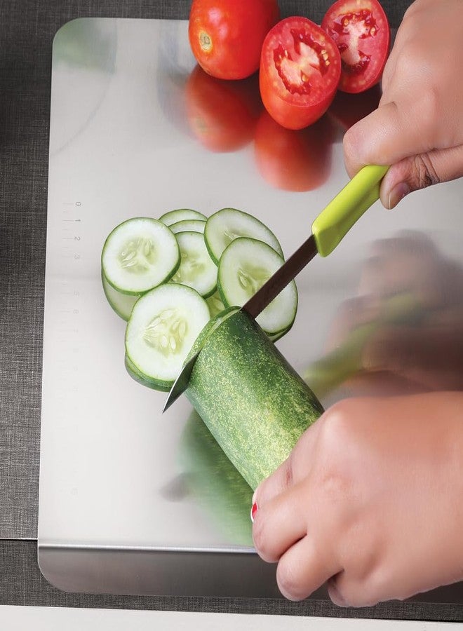 Rena Chopping Board with Angled Edge for Countertop Kitchen Use, Durable Stainless Steel Cutting Board for Meat, Fish, Vegetables and Dough, Easy to Clean, Rust Resistant 41cm x 28.5cm - Image 2